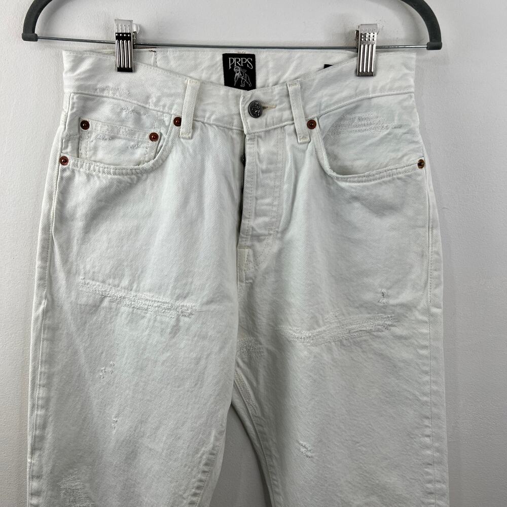 PRPS White C10 Relaxed Boyfriend Straight Leg Crop Jean 100% Cotton High Rise 27 - Picture 3 of 11